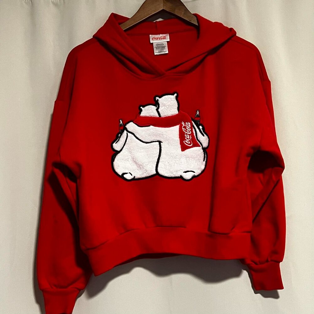Coca-Cola Polar Bear Cropped Red Hoodie Size XS - Picture 1 of 11